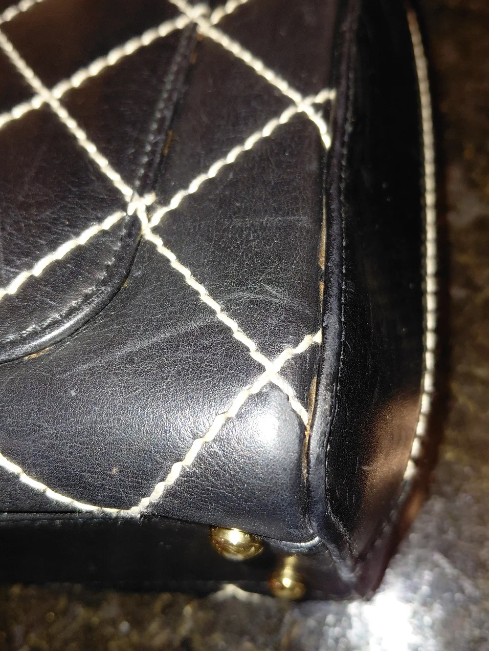 Vintage CHANEL Wild Stitch Bowler Bag Black Quilted Calfskin Leather!
